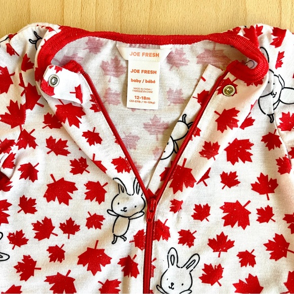 🍓4/$15🍓 Joe Fresh Baby Romper with Maple Leaf and Bunny Print - Picture 7 of 8